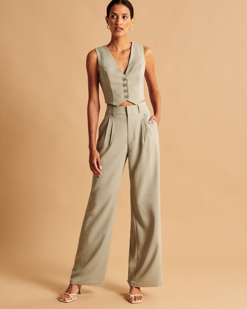 Women's Elevated Wide Leg Pants | Women's Bottoms | Abercrombie.com | Abercrombie & Fitch (US)