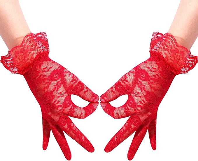 Lace Gloves, Short Gloves Lace Gloves Women with Rhinestone Bow Tie Wrist Glove for Evening Weddi... | Amazon (US)