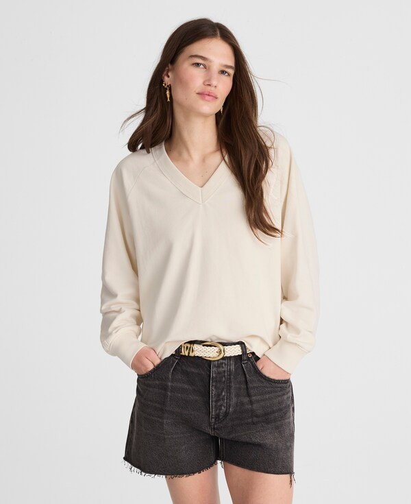 Cotton Terry V-Neck Sweatshirt | Madewell | Madewell