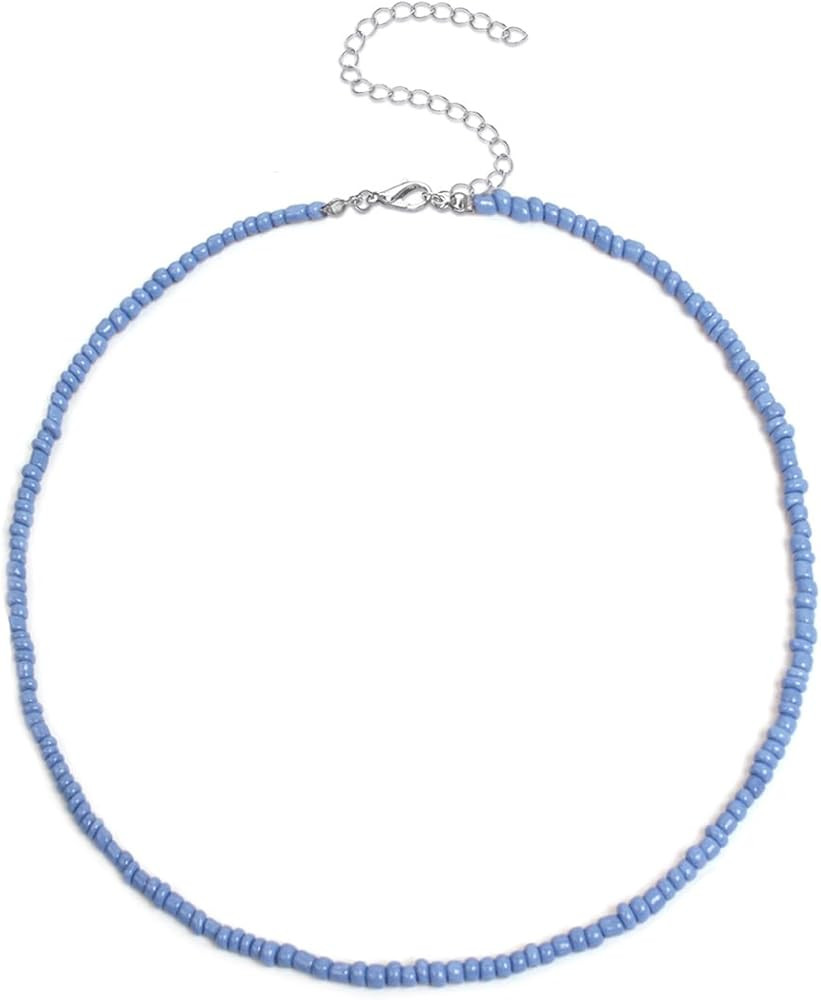 Bohemian Beaded Choker Necklace for Women Adjustable Colorful Rice Bead Necklace Handmade Beach N... | Amazon (US)