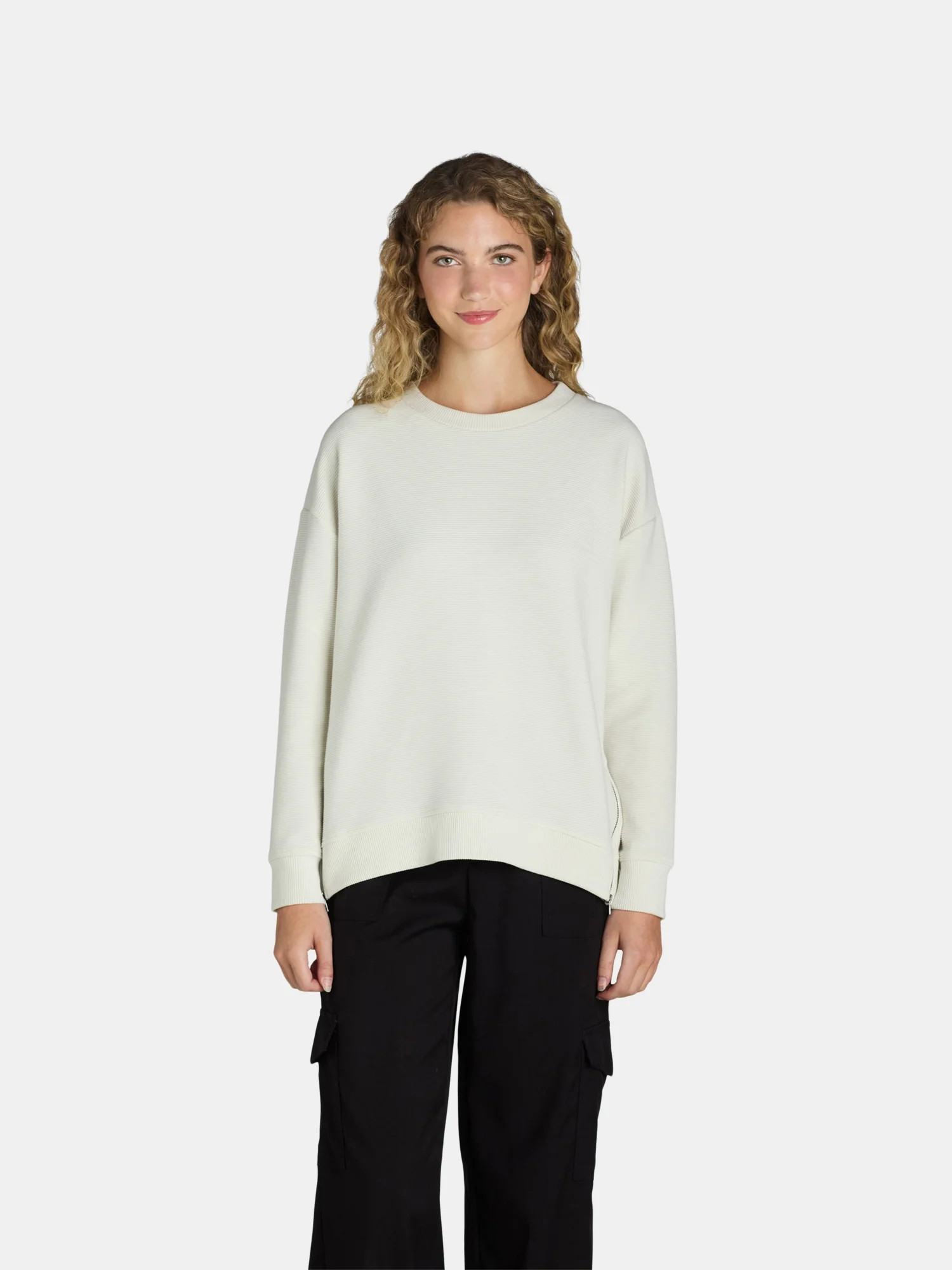 Avia Women's and Women's Plus Ottoman Crewneck Top with Long Sleeves, Sizes XS-4X - Walmart.com | Walmart (US)