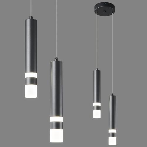 LIANGMH Modern Pendant Light Kitchen Fixture Dimmable LED Black Mini Pendant Lighting fo Kitchen Island Bedroom Bedside Table Small Pendant Lights (2-Light) | Amazon (US)