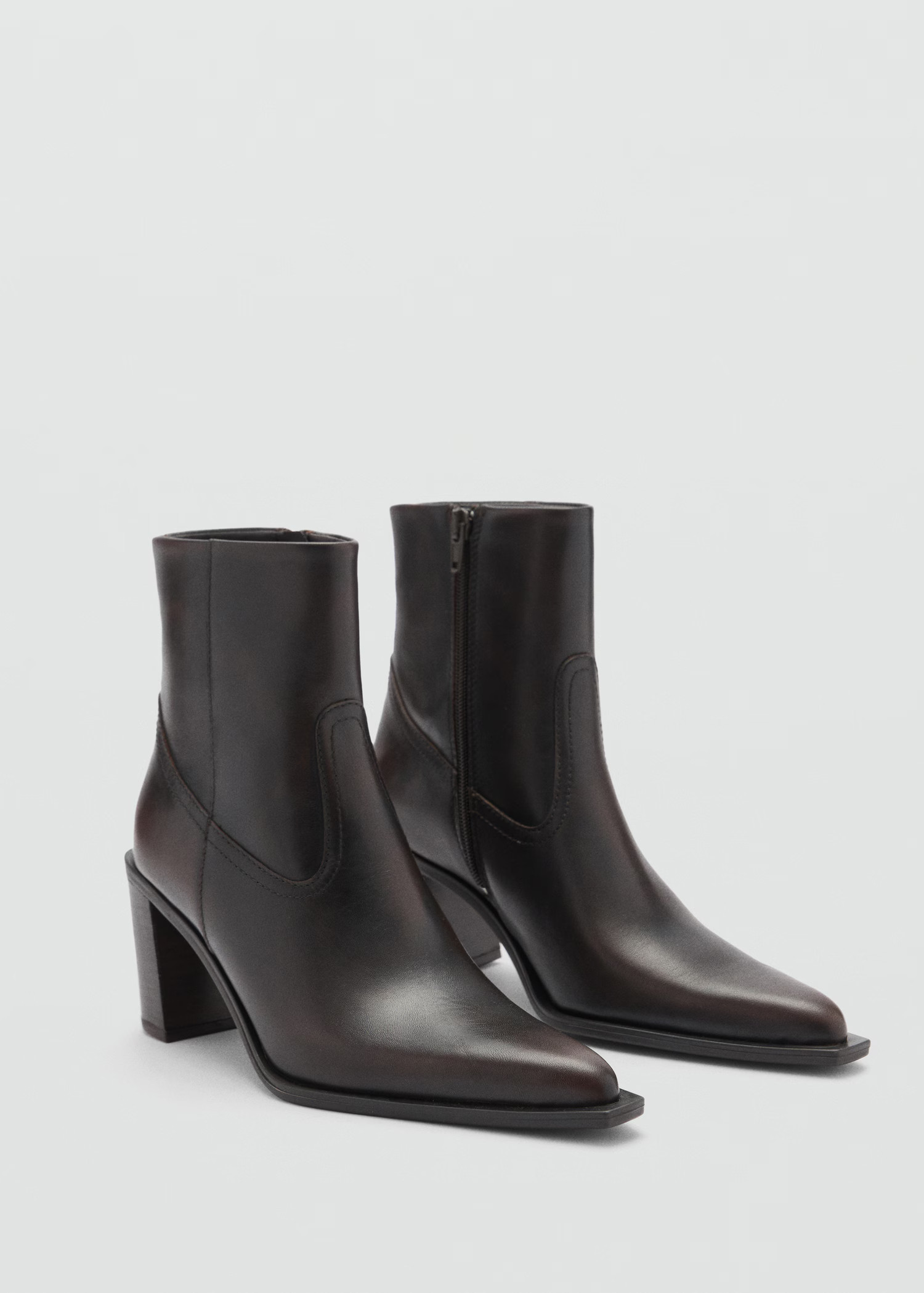 Leather ankle boots with block heel | Mango (US/MX/AU)