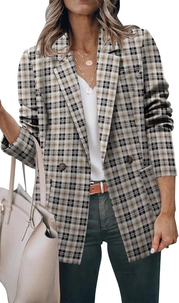 CHICZONE Womens Casual Blazer Long Sleeve Open Front Lapel Button Work Office Pinstripe Blazer Ja... | Amazon (US)