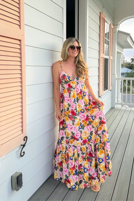 Floral flowy maxi dress for summer perfect for a winery outfit adjustable tie dress 
Krewe sunglasses 
Buddy love dress discount code ANNAB15 

#LTKstyletip #LTKfindsunder100 #LTKtravel