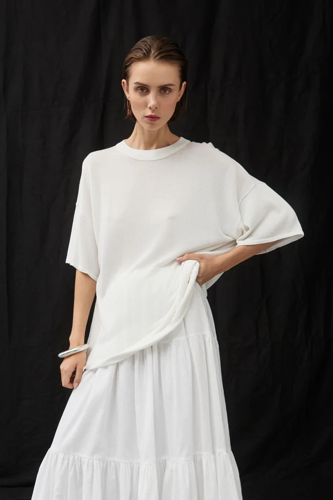 JACKI IVORY OVERSIZED KNIT TEE | DISSH