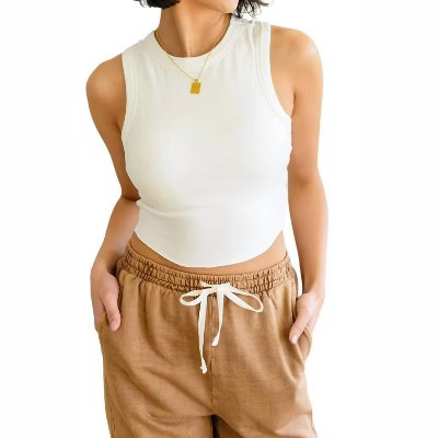 Women's Best Friends Cropped Tank - White Birch 3X | Target