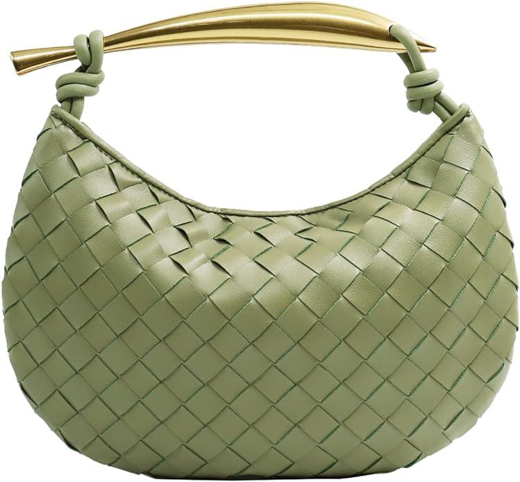 Woven Leather Hobe Dumpling Bag Dinner Handbag For Women Purse Hobo Bag Knotted Woven Handbag Sum... | Amazon (US)
