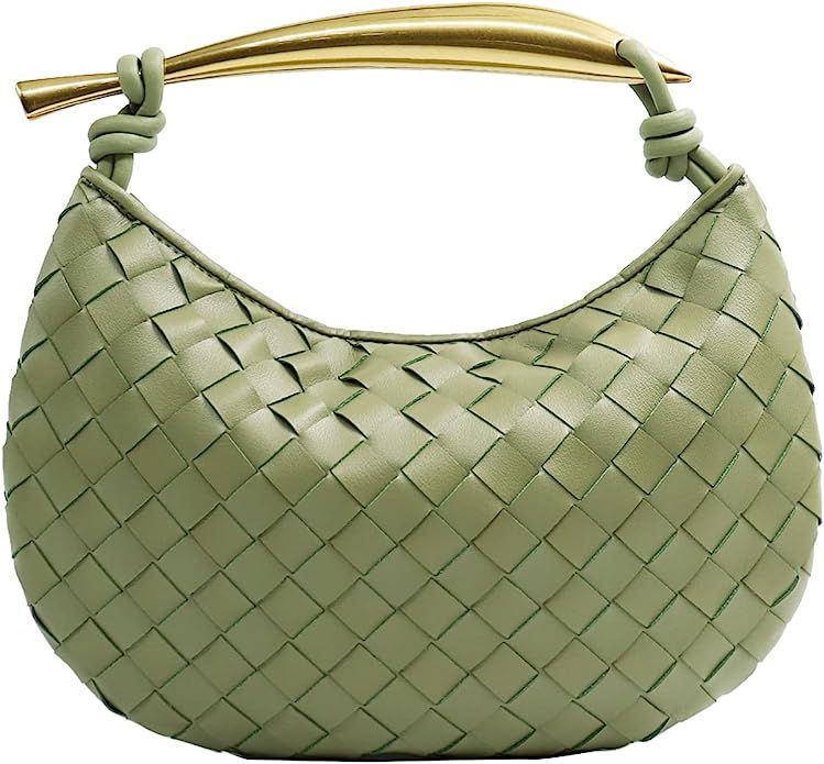 Woven Leather Hobe Dumpling Bag Dinner Handbag For Women Purse Hobo Bag Knotted Woven Handbag Sum... | Amazon (US)