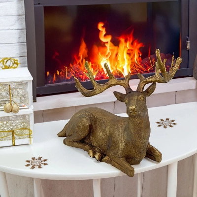 Galt International Reindeer Statue, Gold | Ashley Homestore