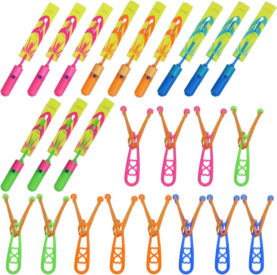 Rocket Slingshot Flying Toys with Led Lights - 12 Pcs Slingshot Toy for Kids, Summer Outdoor Game... | Amazon (US)