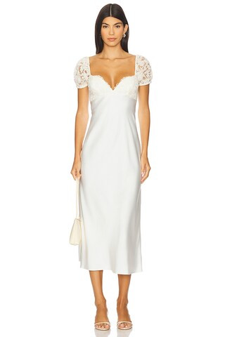 LPA Nicola Midi Dress in Cream from Revolve.com | Revolve Clothing (Global)