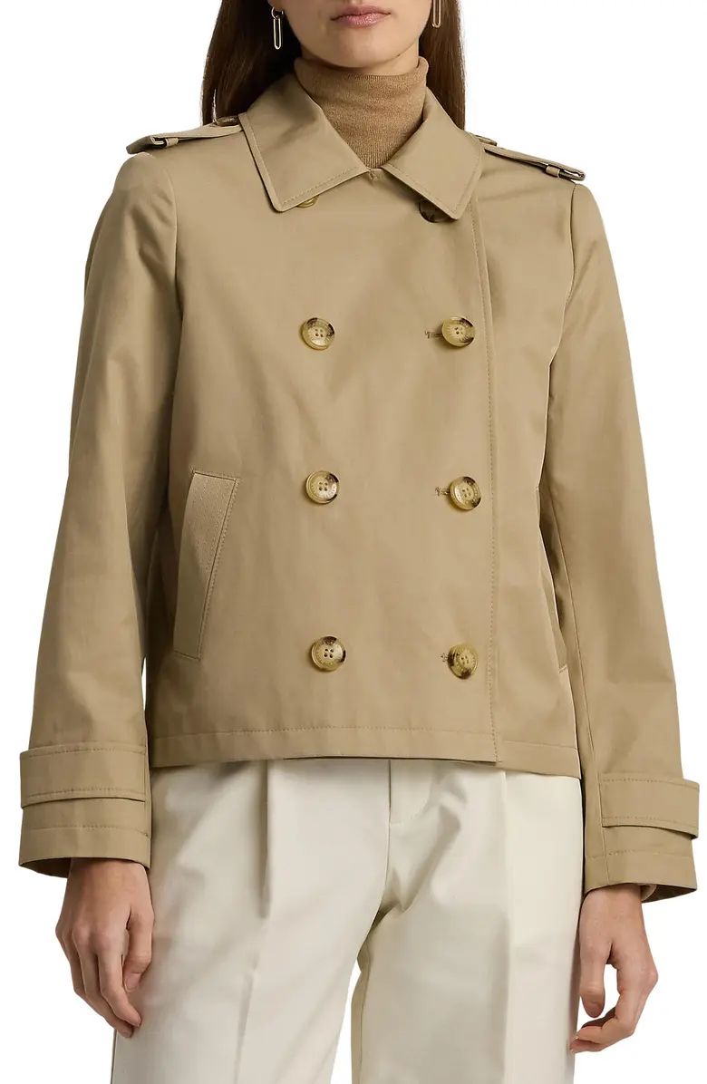 Lauren Ralph Lauren Short Cotton Blend Trench Coat | Nordstrom | Nordstrom
