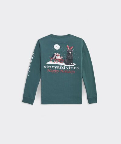 Boys' Holiday Dog Sled Long-Sleeve Pocket Tee | vineyard vines