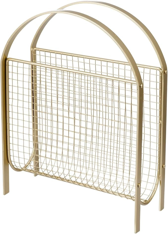 MyGift Mid-Century Design Magazine Rack, Matte Black Tone Metal Mesh Freestanding Magazine Organi... | Amazon (US)