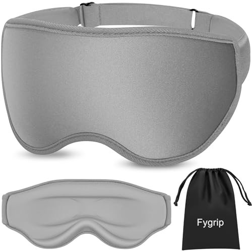 Fygrip 3D Eye Mask Sleep Mask for Men & Women, 100% Pressure-Free & Light Block-Out Eye Mask for Sleep with Easy Adjustable Strap, Night Eye Cover for Travel, Grey | Amazon (US)