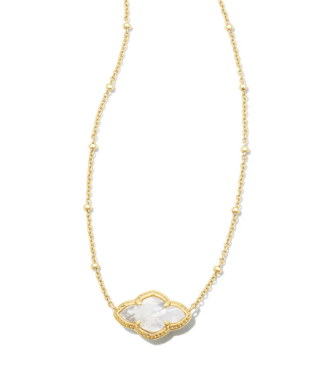 Abbie Gold Pendant Necklace in Ivory Mother-of-Pearl | Kendra Scott