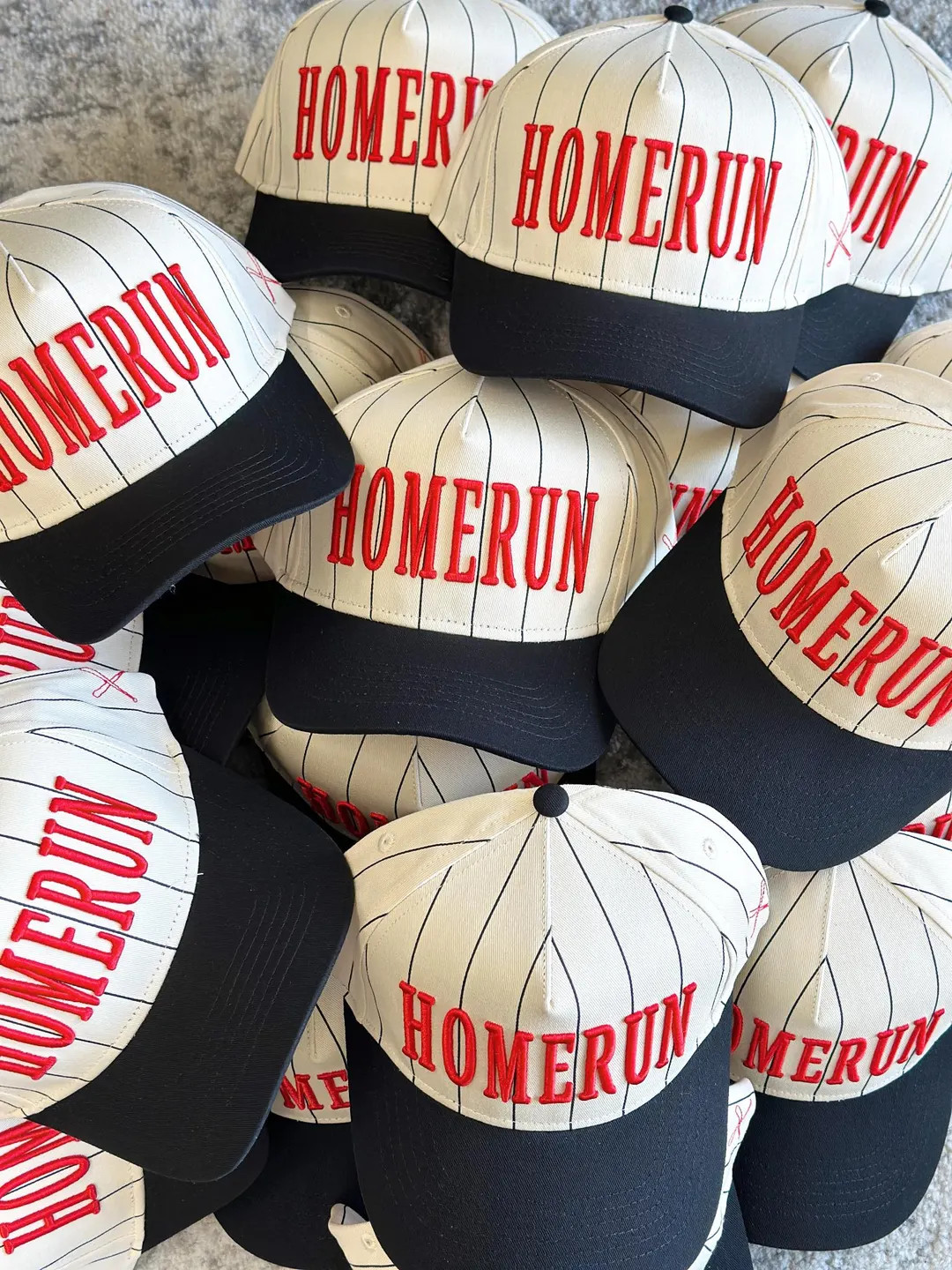 HOMERUN Vintage Trucker Hat-Striped/Red | Etsy (US)