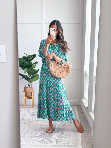 Outfit of the Day - maxi dress with clear sandals and straw tote. Wearing a small. Fits true to size.

#LTKSaleAlert #LTKStyleTip #LTKTravel