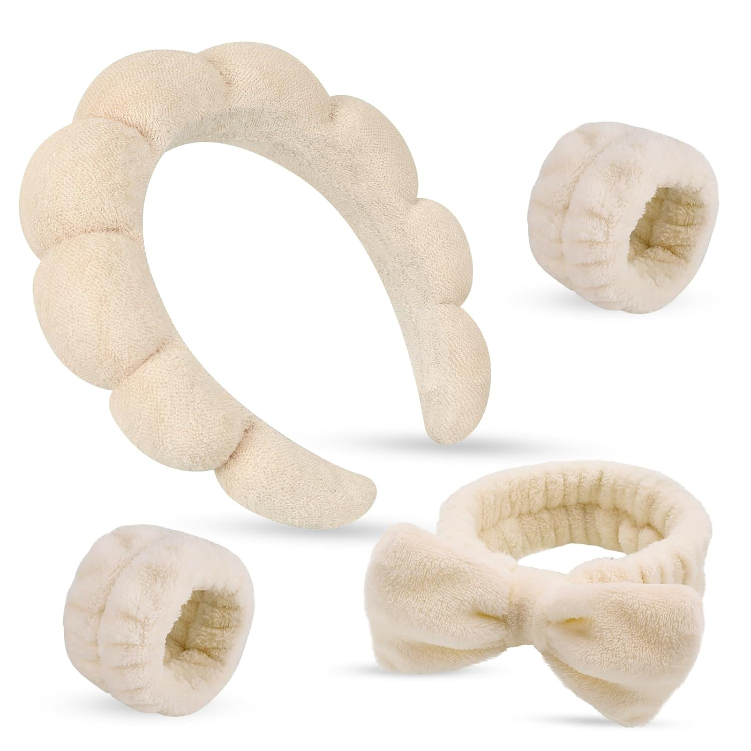 Spa Headband Wristband Set – Ideal for Face Masks, Skincare, Makeup & Face Washing | Soft, Plus... | Amazon (US)