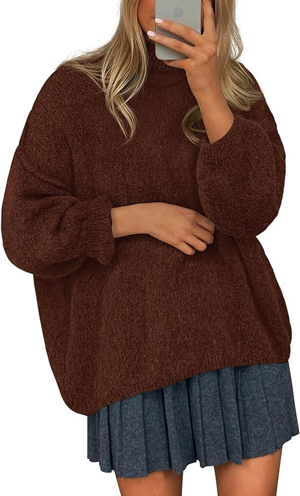 PRETTYGARDEN Oversized Sweaters for Women Fall Clothes 2025 Long Sleeve Mock Neck Tops Chunky Kni... | Amazon (US)
