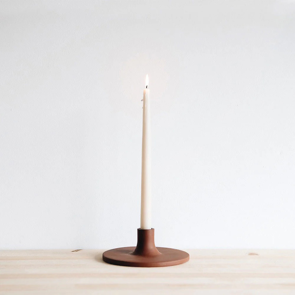 Ceramic Taper Candlestick - Wide - Earth | Roan Iris