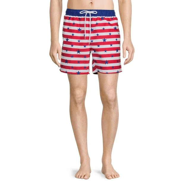 Men's Stars On Stripes Swim Trunks, Sizes S-3XL - Walmart.com | Walmart (US)