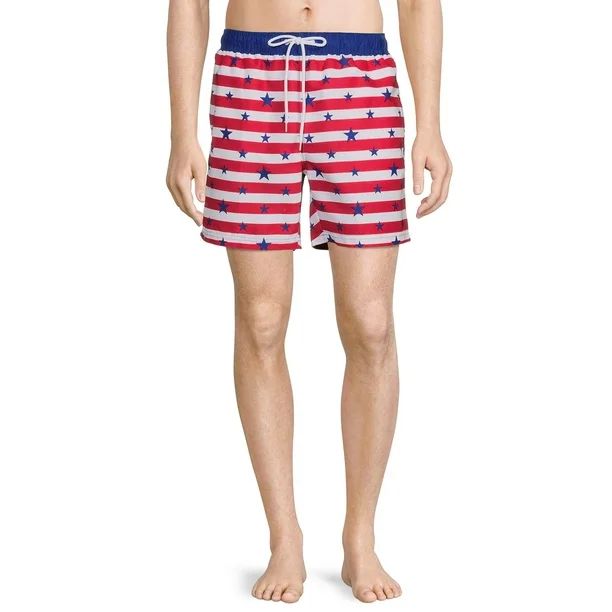 Men's Stars On Stripes Swim Trunks, Sizes S-3XL - Walmart.com | Walmart (US)