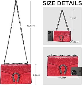 Aiqudou Crossbody Bag and Satchel Purse for Women - Fashion Snake Print Chain Purse Luxury PU Lea... | Amazon (US)
