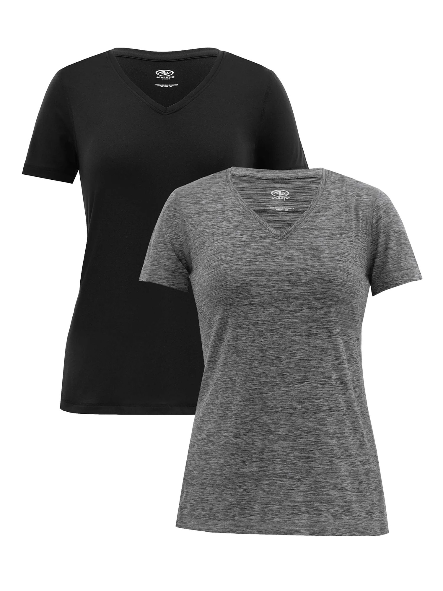 Athletic Works Women's Active V-Neck T-Shirt with Short Sleeves, 2-Pack, Sizes XS-XXXL - Walmart.... | Walmart (US)