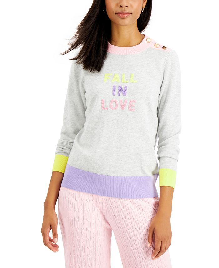 Charter Club Long Sleeve Fall In Love Sweater, Created for Macy's   & Reviews - Sweaters - Women ... | Macys (US)