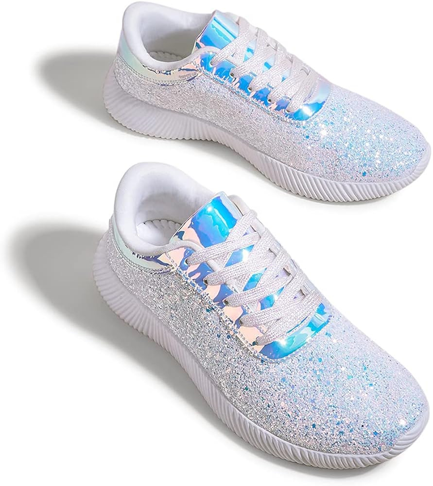 BELOS Women's Glitter Shoes Sparkly Lightweight Metallic Sequins Tennis Shoes | Amazon (US)