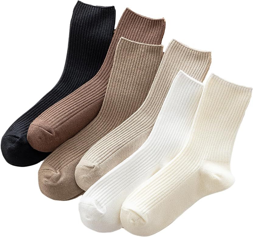 PCOIUYI 6 pairs, fall socks women, A sock storage box is included,Travel sock set,beige socks wom... | Amazon (US)