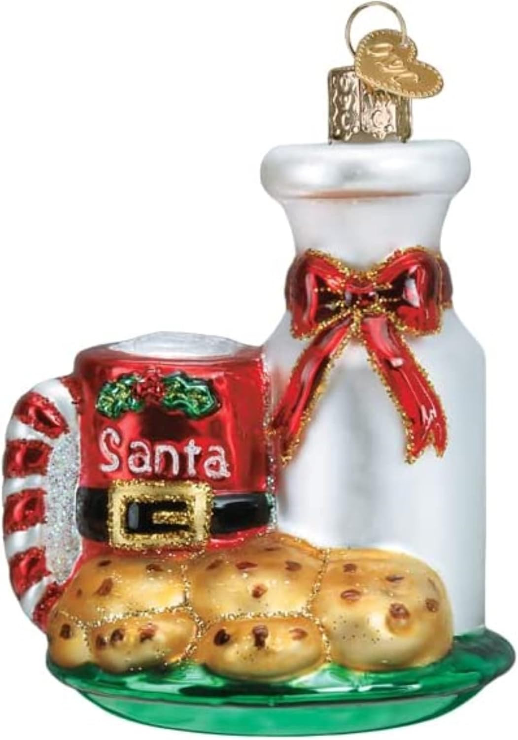 Old World Christmas Santa's Milk and Cookies Glass Blown Ornament for Christmas Tree | Amazon (US)