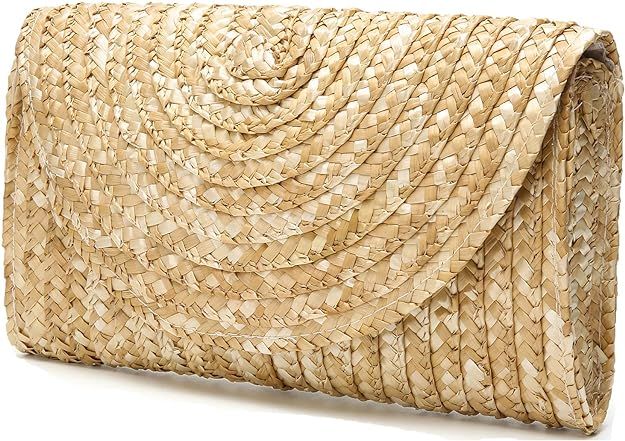 Obosoyo Women's Straw Clutch Handbag Straw Purse Envelope Bag Wallet Summer Beach Bag Woven Bag P... | Amazon (US)