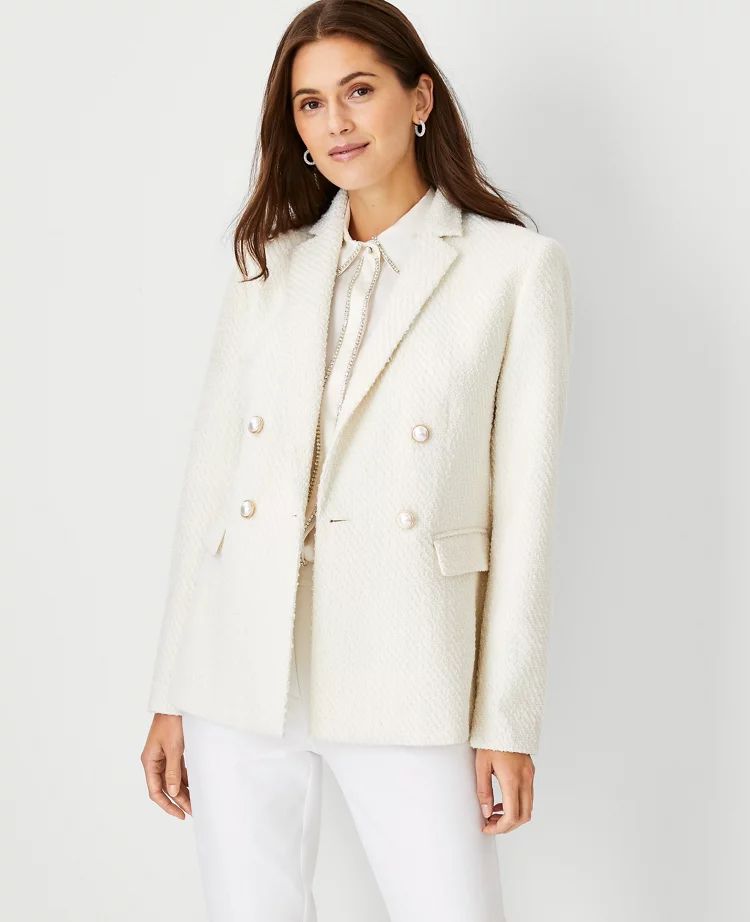 The Wool Blend Tweed Double Breasted Blazer | Ann Taylor (US)
