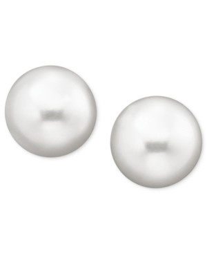Belle de Mer Cultured Freshwater Pearl Stud 14k Yellow Gold Earrings (8mm) | Macys (US)