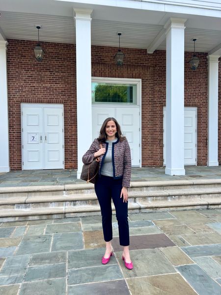 Sharing my big life update on tallandpreppy.com ! Swipe for spring workwear outfits ➡️

Blazer, tweed blazer, work pants, workwear, office style, office outfit, business casual, gray sweater, mules, pink mules, lawyer, attorney, spring workwear, comfortable work pants, spring office outfit, law firm, business casual, business professional 

#LTKworkwear #LTKSeasonal #LTKstyletip