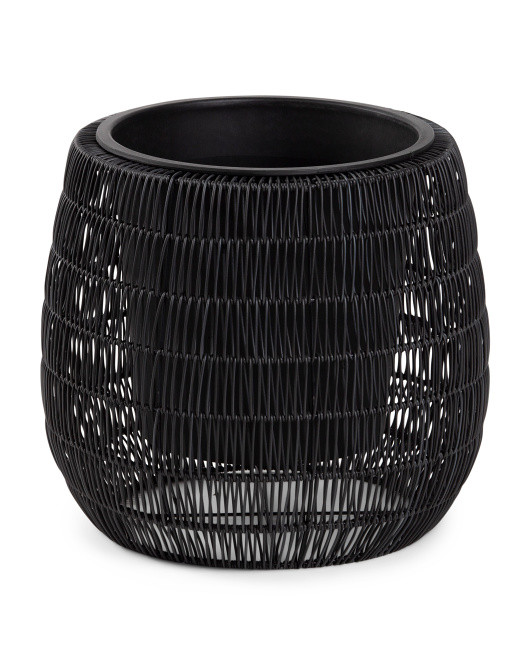 Open Weave Round Rattan Planter With Plastic Pot | TJ Maxx