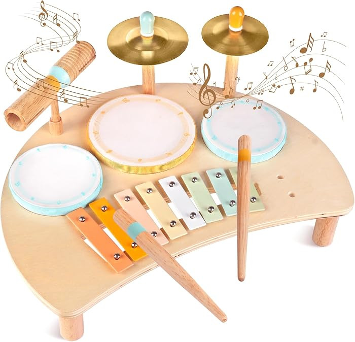 Toddlers Drum Set Toys for Toddlers 1-3,Baby Drum with Xylophone,Musical Instruments Toy, Kids Wo... | Amazon (US)