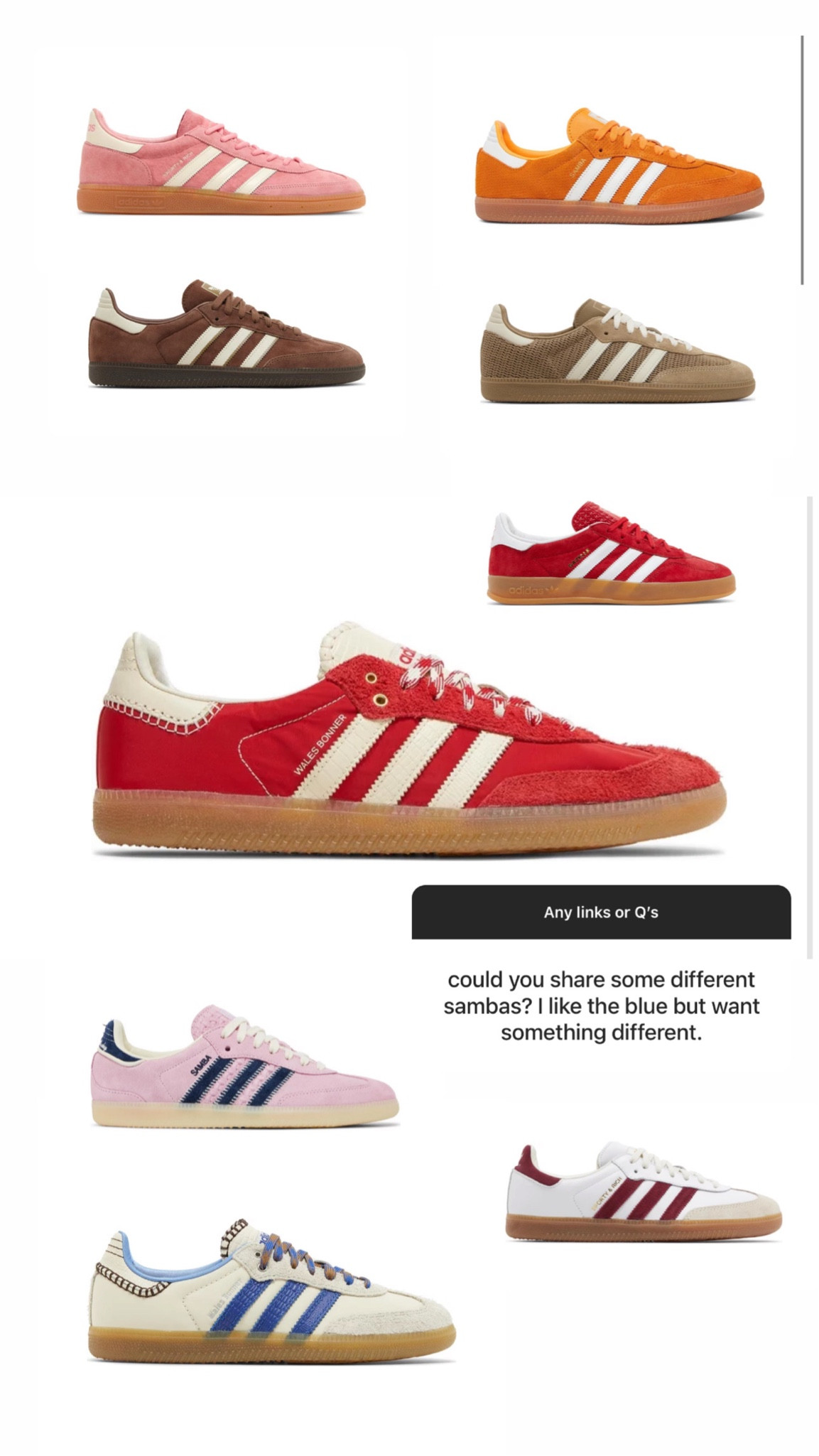 Different sambas, a samba wishlist. Some are affordable but depends on your size and rarity🍒

#LTKGiftGuide