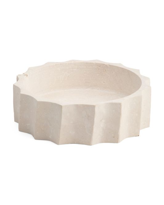 Travertine Fruit And Nut Bowl Fluted | TJ Maxx