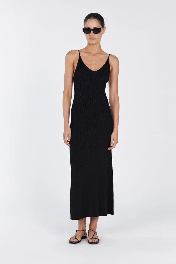 TORI BLACK KNIT MIDI DRESS | DISSH