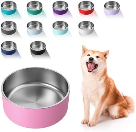 Dog Bowl, Stainless Steel Dog Food and Water Bowl with Non Slip Quiet Bottom, Easy to Clean, Dish... | Amazon (US)