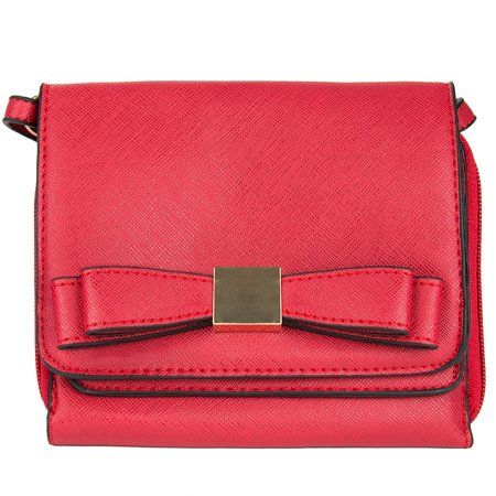Mini Carson Women's Mini Vegan Leather Crossbody Bag with Bow and Adjustable Vegan Leather Strap | Walmart (US)