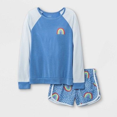 Girls' 2pc Rainbow Pajama Set - Cat & Jack™ Blue | Target