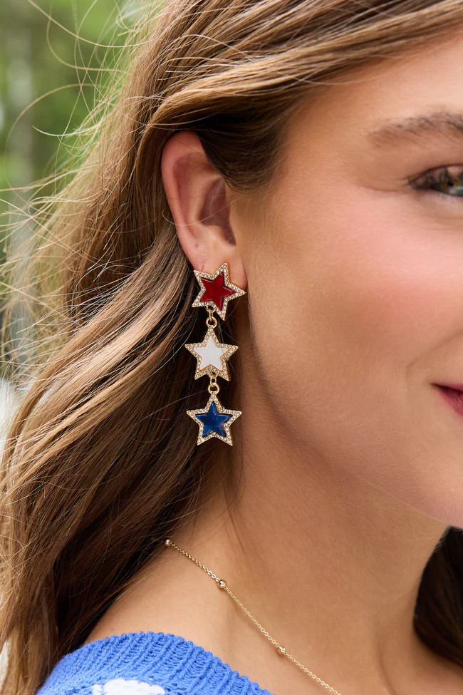 Tri Star Americana Earrings | Pink Lily