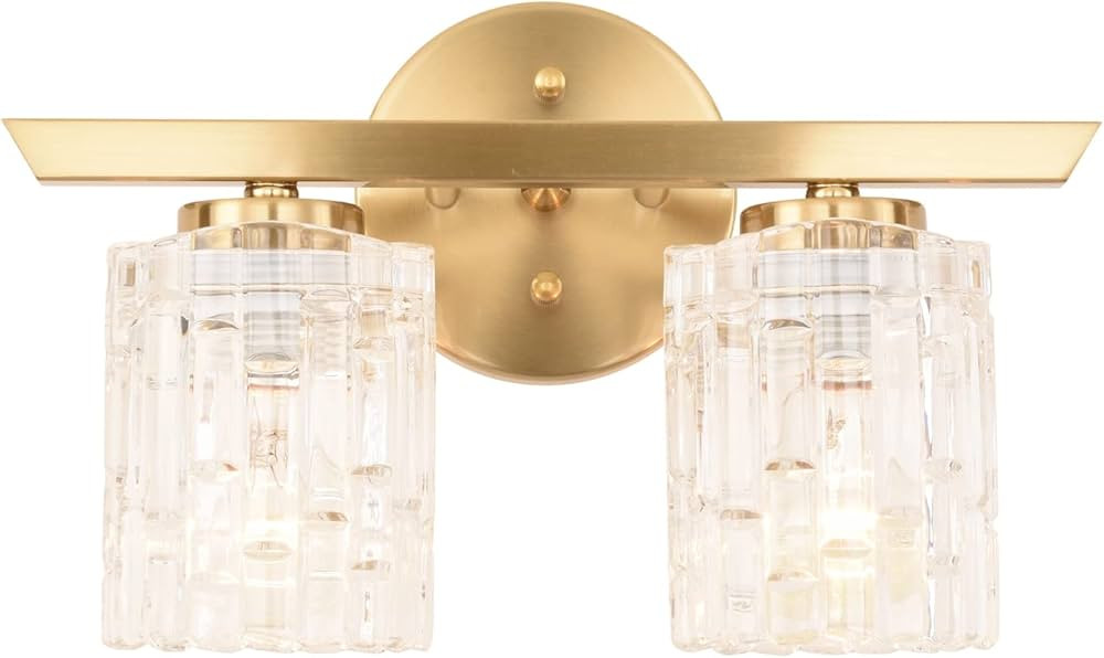 ALICE HOUSE 13.8" Vanity Lights, 2 Light Wall Mount Lighting, Brushed Brass Bathroom Lights Over ... | Amazon (US)