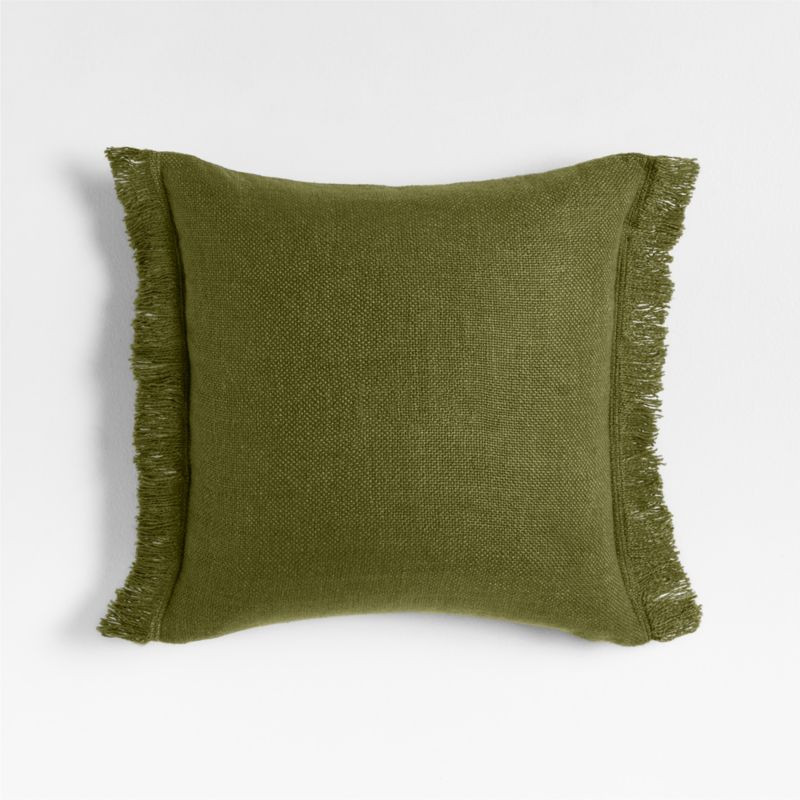 Casual Textured Fringe 23"x23" Cyprus Green Throw Pillow with Feather Insert | Crate & Barrel | Crate & Barrel