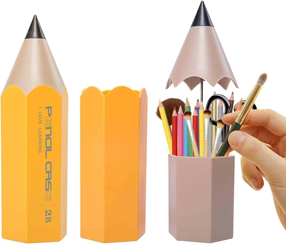 iSupeb Pencil Shape Pen Holder Large Capacity Pencil Organizer Makeup Brushes Holder Cosmetic Bru... | Amazon (US)